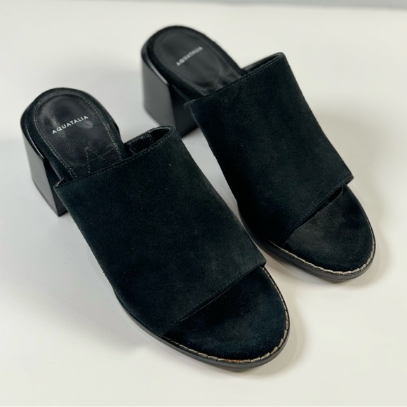 Aquatalia Kayla Mule Slide Black Suede Size 6.5M - Picture 2 of 7